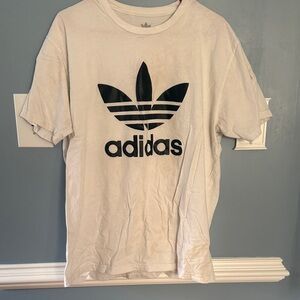 Adidas White Tee with Black Trefoil Logo